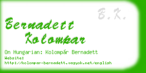bernadett kolompar business card